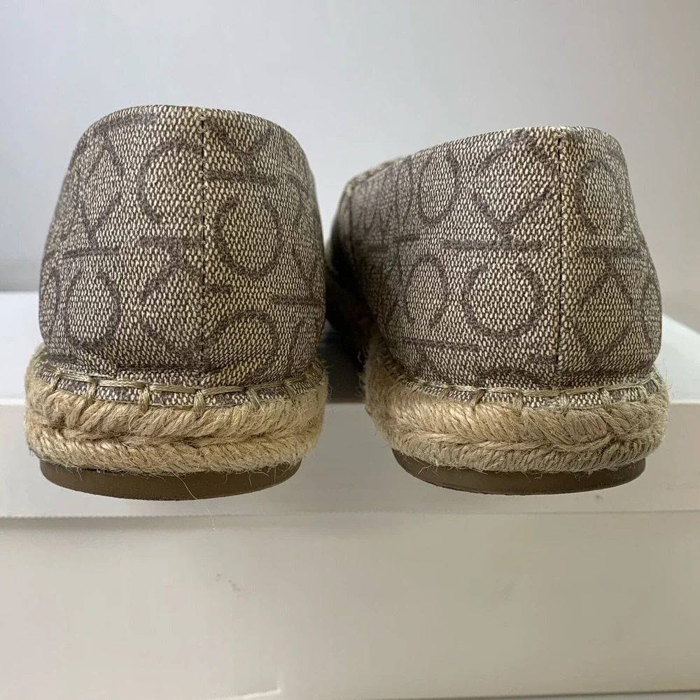 Calvin Klein Womens KC Popular Espadrille Natural Monogram Slip-On Shoes Sz 8.5M